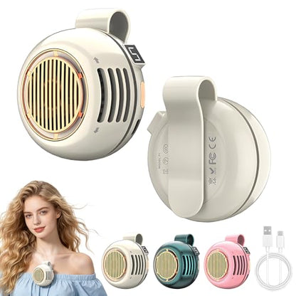 Portable Silent Mini Bladeless Fan Clip On, Mini USB Rechargeable 360° Rotatable Fan, 2026 New Adjustable 3-Speed Suspended Whirlwind Cooler Fans for Outdoor & Travel & Office (White) - color: White