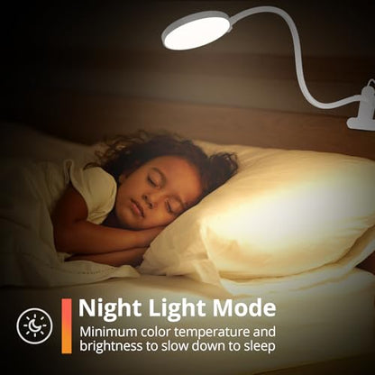 iFalarila Reading Light with Remote, LED Desk Lamp Clip on [1H Timer & Nightlight] RA>95 Dimmable Flexible Gooseneck, Reading Lamp with Clamp for Table - 4.7'' (Adapter Included) - style: 4.7'' White