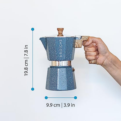 GROSCHE Milano Moka pot, Stovetop Espresso maker, Greca Coffee Maker, Stovetop coffee maker and espresso maker percolator (Indigo, 6 cup) - color: Indigo, size: 6 espresso cups