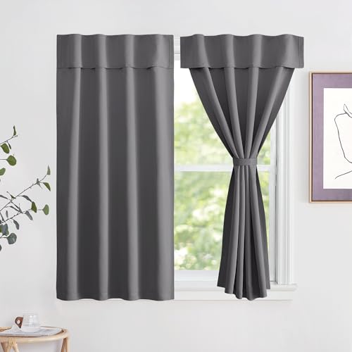 NICETOWN No Drill Thermal Insulated Curtain Grey 42" W x 63" L, Self-Adhesive Adjustable Privacy Blackout Window Cover for Bedroom, Living Room & Rental Apartment, 1 Panel - color: Grey, size: 42"W x 63"L (Pack of 1)