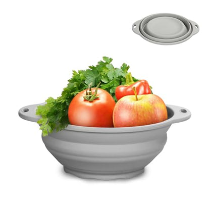 Collapsible Silicone Mixing Bowl - 1800ml(60 fl oz) - BPA Free, Dishwasher Safe, Non-Slip Base Space Saving for Kitchen, Camping & Travel (Blue) - color: Gray