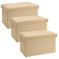 HOZEON 3 Pack 15.7 x 9.8 x 9.9 Inches Folding Storage Ottoman, Khaki Rectangle Footrest Seat, Multifunctional Foot Stool for Living Room, Office, Traveling, Fishing, Camping - color: Khaki