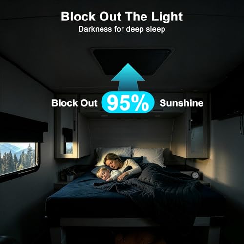RV Roof Vent Blackout Shade - 16x16 Inch Skylight Window Insulator - UV Rays Protection Camper Trailer Fan Sun Cover - size: 16"x16"