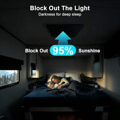 RV Roof Vent Blackout Shade - 16x16 Inch Skylight Window Insulator - UV Rays Protection Camper Trailer Fan Sun Cover - size: 16"x16"