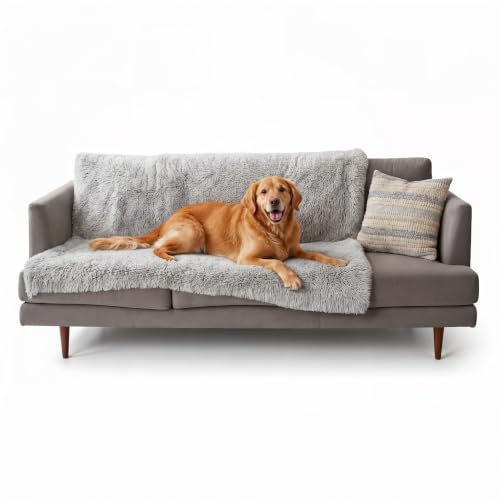Furhaven Waterproof Throw Blanket for Dogs & Indoor Cats, Washable - Shaggy Plush Calming Long Faux Fur & Velvet Dog Blanket - Mist Gray, XL - color: Mist Gray, size: X-Large
