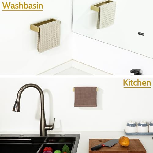 Sayayo Brushed Gold Towel Bar for Bathroom, 8 Inch Hand Towel Holder Wall Mount Square Towel Ring SUS304 Stainless Steel Towel Rack - color: Gold, size: 8 INCH