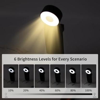 Book Light,USB Rechargeable Clip-On Reading Light,30 Adjustable Modes,Eye-Caring,Flashlight with Timer, Perfect for Book Lovers/Travel(Black, Round) - color: Black, size: Round
