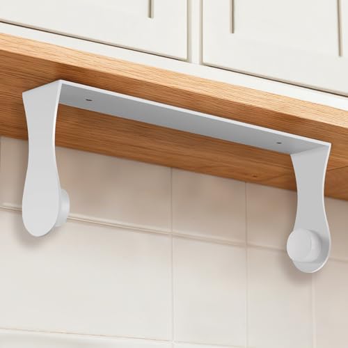 Paper Towel Holder Under Cabinet, Adhesive or Screw Mount, Fits Standard & Mega Rolls, Wall Mount Rack for Kitchen, Bathroom, RV, White - color: White