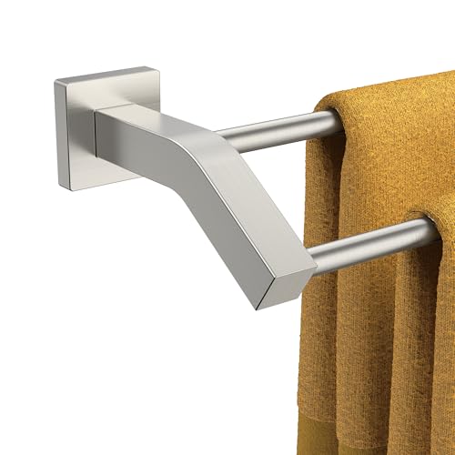 FORIOUS Double Towel Bar, 24 Inch Dual Towel Racks for Bathroom Wall Mounted, Thicken SUS304 Stainless Steel Bath Square Towel Rod Towel Holder Rail, Brushed Nickel - color: Stainless Steel, size: 24 Inch (Square)