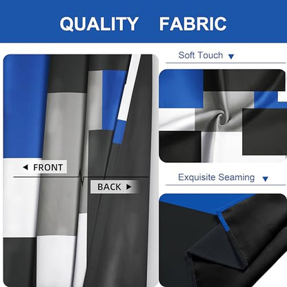 Tyrot Blue Gray 100% Blackout Curtains 45 inch Length 2 Panels Set White Grey Modern Abstract Geometric Drapes for Kitchen Black Out Curtains Insulated Room Darkening Small Window Curtains, 42Wx45L - color: Blue, size: 42"W x 45"L (Pack of 2)