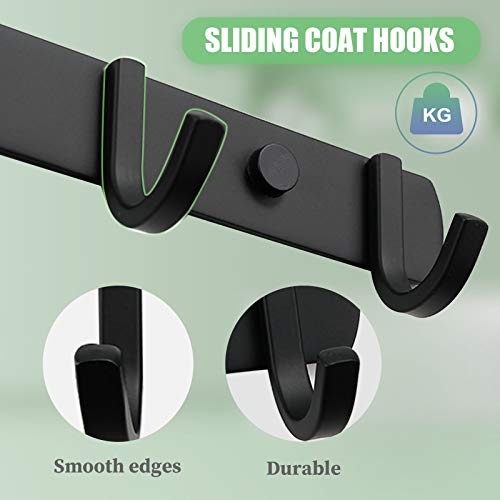 Ihomepark Coat Hooks Wall Mounted, Heavy Duty Metal 6 Coat Hanger Rack for Coat Hat Towel Purse Robes Keys Mudroom Bathroom Entryway (1 Pack, Black) - size: 6 Hooks(1 Pcs)