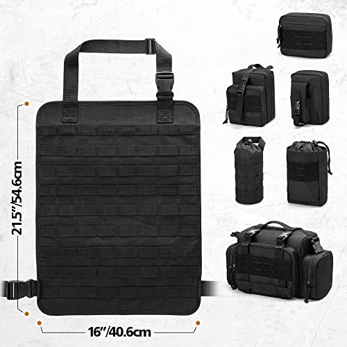 HODRANT 6 Pack Tactical Car Seat Back Organizer, Universal Vehicle Panel Storage Bag with 6 Detachable Molle Pouch Fits for Truck, Pickup, SUV, Bag Only