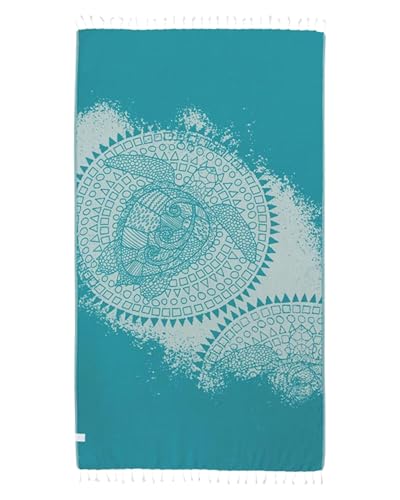 Sand Cloud Turkish Beach Towel - Sand Resistant - 100% Certified Organic Turkish Towel - Quick Dry Towel for Beach, Blanket or Bath Towel - As Seen on Shark Tank - Mandala Sea Turtle Green… - color: Mandala Sea Turtle Green, size: Regular
