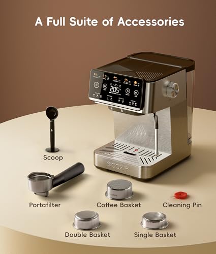 ecozy 4-in-1 Espresso Machine and Coffee Maker Combo with Milk Frother, Cold Brew & Over Ice, Interactive Touch Screen, Stainless Steel, Brezzano Elite Series for Cappuccinos, Lattes, Americanos - color: Stainless Steel