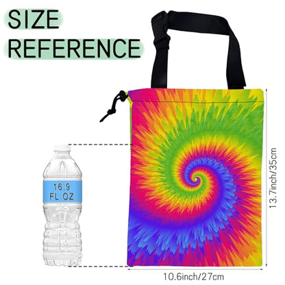 Rainbow Tie Dye Car Garbage Bag,Waterproof Small Car Trash Bag Hanging Back of Seat,Drawstring Hanging Car Trash Bag with Adjustable Buckle for Car Accessories - color: Rainbow Tie Dye