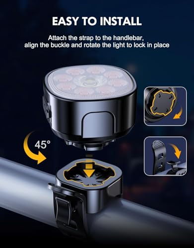 Cuvccn Bike Lights Super Bright, Rechargeable Bicycle Lights Set Multiple Modes, Waterproof Bike Lights for Night Riding/Cycling Safety, Front and Back Bike Reflectors Light, Long Battery Life - style: 9 Led*1