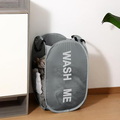 Mesh Laundry Hamper Pop Up Laundry Hamper Collapsible Laundry Basket with Carry Handles, Large Side Pocket for Bedroom, Student Dorm, RV, Cruise, Grey - color: Grey