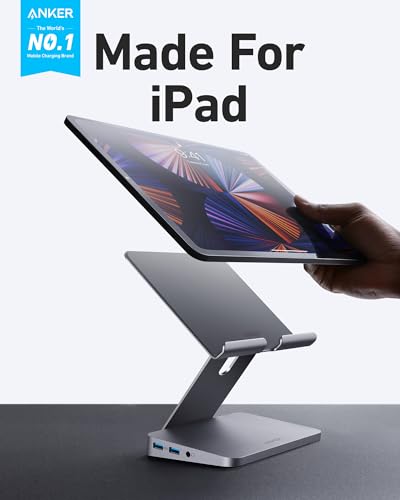Anker USB C Hub for iPad, 551 USBC Hub (8-in-1), with Foldable Tablet Stand, 4K HDMI, 2 USB-A Data Ports, for iPad Pro 5th Gen/Air 5th Gen/Mini 6th and Later (Silver) (Pack of 2) - size: 5.6 × 5.5 × 1.1 inches (Pack of 2)