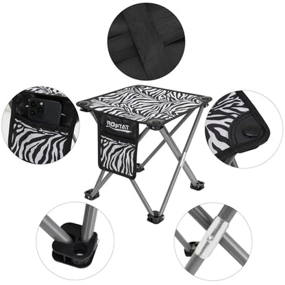 Roptat Portable Folding Compact Lightweight Camping Stool Seat for Camping Fishing Hiking Gardening Outdoor Walking Backpacking Travelling and Beach with Carry Bag (Zebra) - color: Zebra