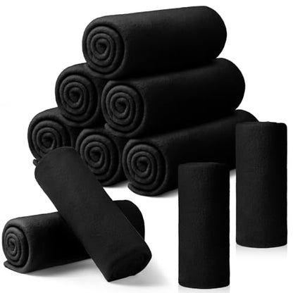 Buryeah 10 Pcs Fleece Blanket Bulk Soft Warm Fleece Blankets Cozy Lightweight Throw Blankets Plush Pet Throw Blanket for Home Bed Sofa Office Wedding Gifts Travel(50" X 60",Gray Black) - color: Gray Black