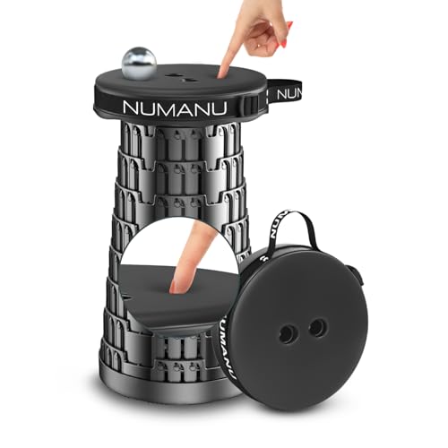 NUMANU 2026 Upgraded Padded Collapsible Stool, Max 620lbs 2.5"-18" H Adjustable Portable Folding Stool for Adults, Retractable Foldable Telescopic Seat Camping Chair or Footrest - size: 1x Padded Seat