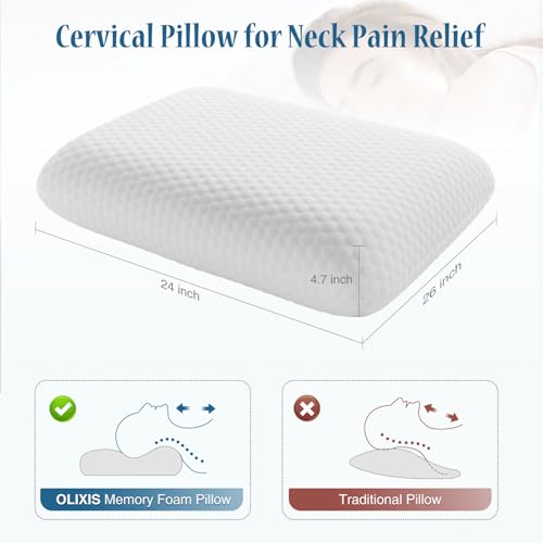 DUMOS Memory Foam Pillows for Sleeping 2 Pack, Bed Pillows for Adults with Washable Cover and Breathable Mesh, Gel Cooling Pillow for Back and Side Sleeper Support, White - size: 2P