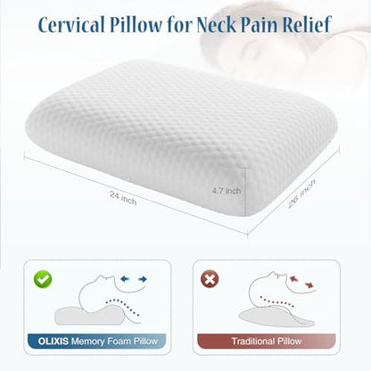 DUMOS Memory Foam Pillows for Sleeping 2 Pack, Bed Pillows for Adults with Washable Cover and Breathable Mesh, Gel Cooling Pillow for Back and Side Sleeper Support, White - size: 2P
