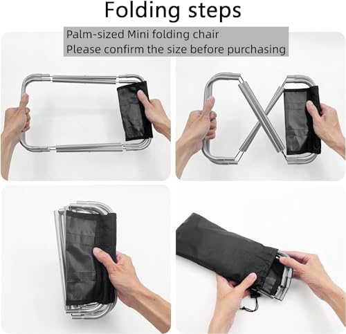 Portable Mini Folding Stool, Small Camping Stool Mortable Stool Can Hold Up to 150 Lbs for Adults - color: Mini-silverblack
