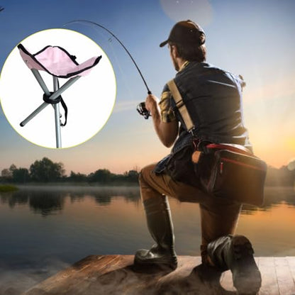 Folding Camping Stool,16.5" Folding Camping Chairs,Portable Tripod Seat,Outdoor Travel Tall Chair for Camping Walking Hunting Hiking Fishing Mountaineering Picnic Beach BBQ Garden Lawn(Pink) - color: Pink