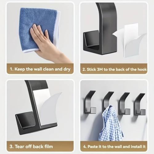 5PCS Dual-Hook Adhesive Wall Hooks – No-Drill Organizer for Coats, Towels & Home Use - White