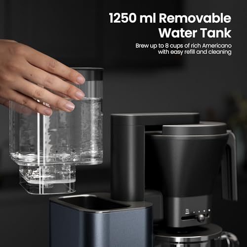Kismile SCA-Certified 8 Cup Drip Coffee Maker, Pour Over Coffee Machine with 3s Instant Heat 197–205℉, Adjustable Flow Control, Removable Water Tank, Deep Cold Brew & 40 Min Keep Warm (Blue) - color: Glacier Blue