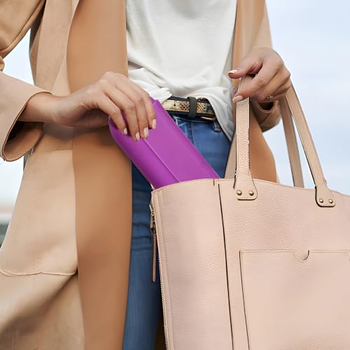 AGIKET Silicone Makeup Brush Holder Travel Cosmetic Bag：Soft Portable Cosmetic Face Brushes Holder with Upgrade Anti-Fall Out Magnetic Closure, Large Travel Makeup Brush Case - Bright Pink - color: Bright Pink, style: Brush Holder