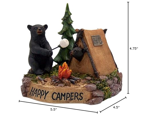 Wowser Rustic Home Decor- Black Bear Camping Duo Figurine - 4.75 Inches