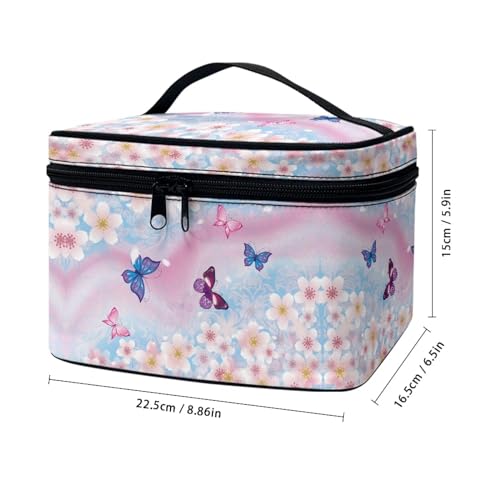 Flashideas Cherry Blossom Make Up Bag Zipper Makeup Organizer Large Capacity Travel Toiletry Bag Easy to Take Can Hold Makeup Brushes Skincare for Cosmetics Vertical Storage - color: Cherry Blossom 1