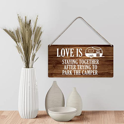 Country Style Camp Wall Decor Love is Staying Together Wooden Signs Funny Rustic Parking the Camper Hanging Wall Plaque Sign Home Decor Present