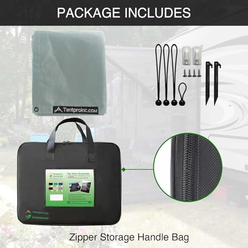 Tentproinc RV Awning Side Sun Shade 9'X7' (Gray) Mesh Screen Sunshade Complete Kits Motorhome Camping Trailer Canopy UV Blocker - 3 Year Warranty - color: Gray