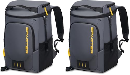 SPARTER Backpack Cooler Insulated Leak Proof 33/49 Cans, 2 Insulated Compartments Thermal Bag, Portable Lightweight Beach Travel Camping Lunch Backpack for Men and Women - color: Dark Gray, size: 33 Can (Pack of 2)