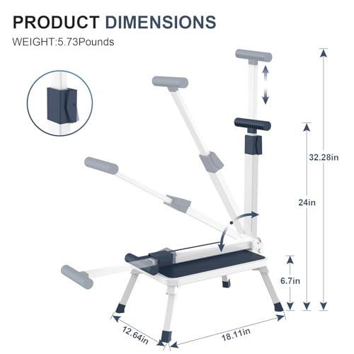 Folding Step Stool, Step Stools with Handle for Elderly Adults, Metal Stepping Stool with Adjustable Handrail in Kitchen, Bathroom, Bedroom, 330 Lbs Capacity