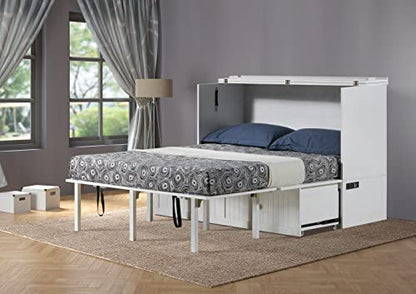 Mega Solutions Murphybedz Tuscany Murphy Cabinet Chest Bed with Charging Station 6 Inch (White, Queen) - color: White, size: Queen (U.S. Standard)