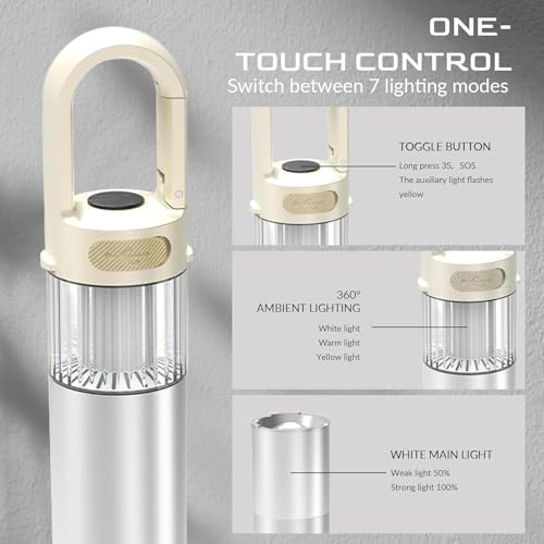 Rechargeable Flashlight Camping Lantern,Dual Light Source 800LM Brightness 2000mAh rechargeable Flashlights, Adjustable Tent light with Softlight Cover for Camping, Home Use, Car, Hiking Adventures