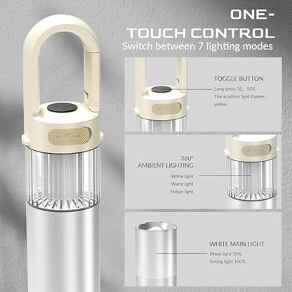 Rechargeable Flashlight Camping Lantern,Dual Light Source 800LM Brightness 2000mAh rechargeable Flashlights, Adjustable Tent light with Softlight Cover for Camping, Home Use, Car, Hiking Adventures