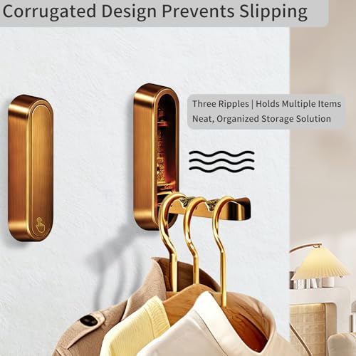 4PCS Foldable Wall Hooks, Flip Down Design with 40 lbs Heavy-Duty Capacity, Retractable Wall Hooks for Bathroom, Bedroom & Entryway Space Saving (Bronze) - color: Bronze, size: 4 Hooks