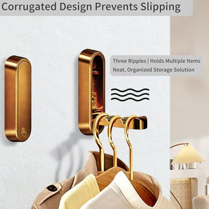 4PCS Foldable Wall Hooks, Flip Down Design with 40 lbs Heavy-Duty Capacity, Retractable Wall Hooks for Bathroom, Bedroom & Entryway Space Saving (Bronze) - color: Bronze, size: 4 Hooks