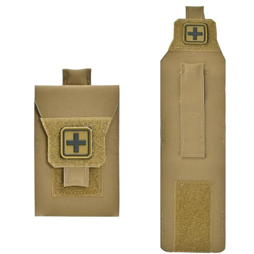 Mini IFAK Pouch, Pocket IFAK, Wallet-Sized Trauma Organizer, Slim EDC Empty First Aid Pouch for Back,Cargo Pocket, Backpack, Vehicle and Outdoor Use - color: Coyote Brown