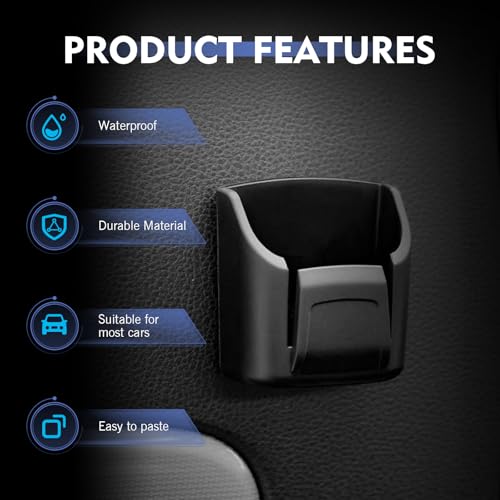 Car Key Fob Holder, Mini Key Card Organizer Box for Dashboard, Self-Adhesive Key Mount Organizers, Interior Storage Holder, Universal Gifts for Most Cars (Black)