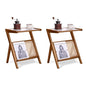 Tiita 2 Pack Rattan Side Table, Mid Century Nightstand, Bamboo Accent Bedside Tables, Glass Coffee Tables, Boho Wooden End Table with Storage for Small Space, Living Room and Bedroom - color: 2 Pack Rattan-s-brown