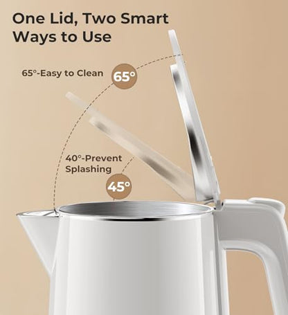 Electric Kettle 1.0L 1200W, 7 Temp Settings, 4H Keep-Warm, Fast-Boil Stainless Steel Electric Tea Kettle, 120V Water Boiler with Auto-Shut Off, Cool Touch PP Exterior for Home Office, White