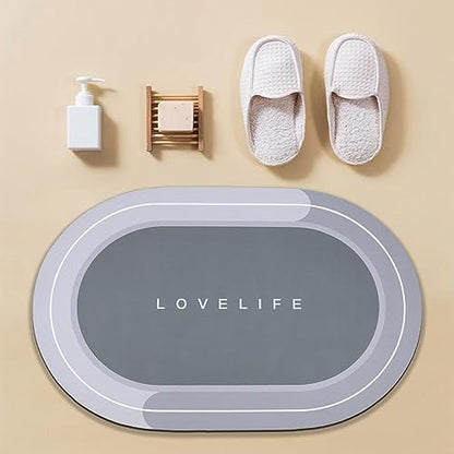Rubber Bath mats Quick-Drying Non-Slip Bathroom mat Super Absorbent Bath mat Instant Dry Bath mat, Bathroom Rug in Front of The Kitchen Sink, Shower Room, Bathtub, Oval(Grey+16.9x35.4in) - color: Grey, size: 16.9x35.4in