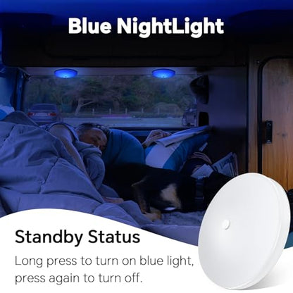 acegoo RV 3CCT 4.5'' LED Ceiling Dome Light, 3000K/4500K/6000K Switchable with Blue Nightlight 12V Puck Light for Motorhome Camper Trailer Boat, Surface Mount w/Dimmer Switch (4 Pcs) - color: 4 Pcs