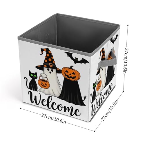 Welcome To Halloween Foldable Storage Box with Handle Organizer Containers for Home Office Clothes Office Supplies - color: style-9-1